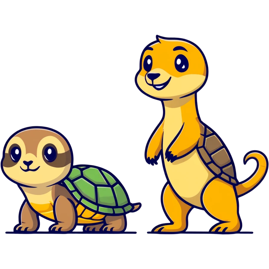 Turtle and next to a meerkat  emoji