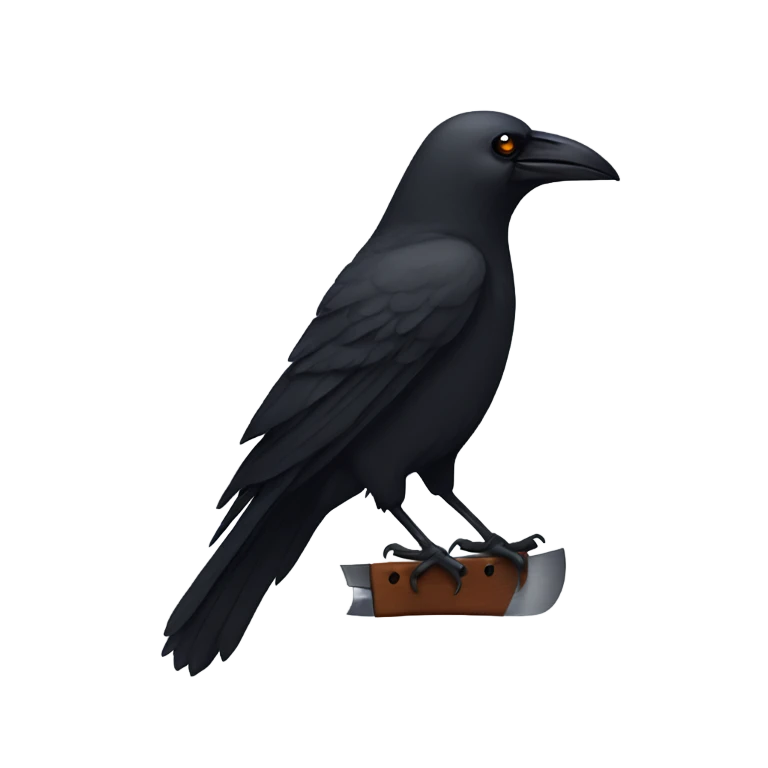 Crow holding knife emoji