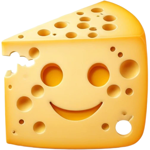 Smiling cheese character with a face emoji