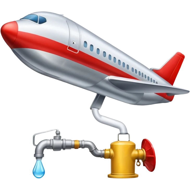 Airplane wing fuel tank being filled with jet fuel from hydrant emoji