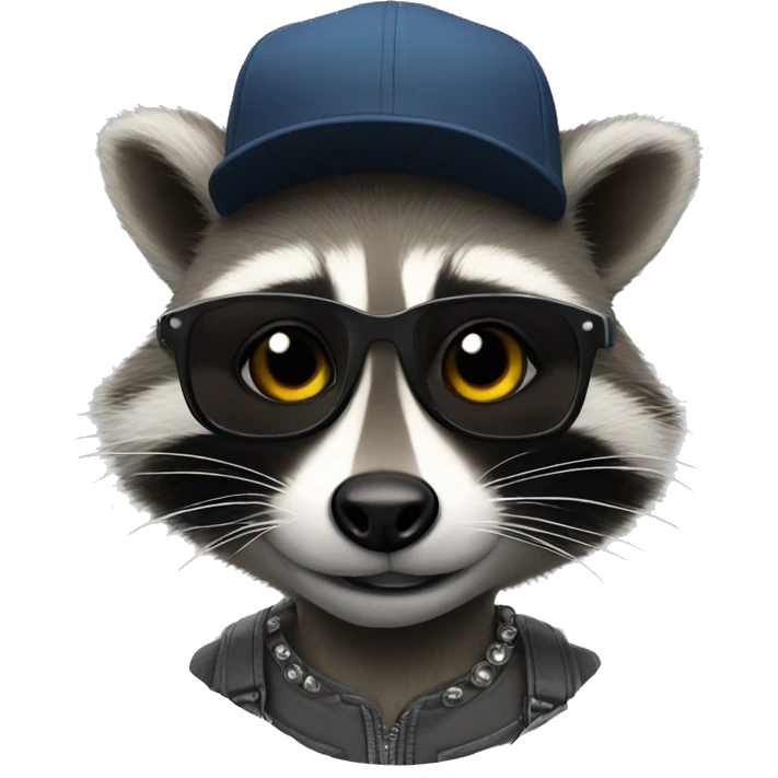 raccoon skater with piercings emoji