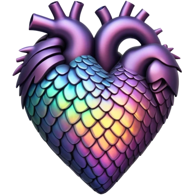 dark warm iridescent scaly heart symbol  emoji