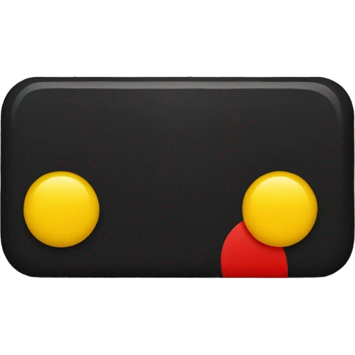"A black and red rectangle with a medium sized yellow circle in the middle"  emoji