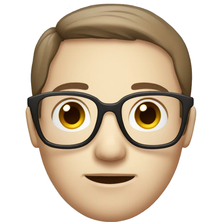 human head with white skin and brown hair with glasess  emoji