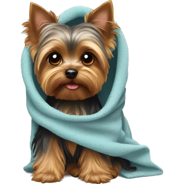 Yorkie with a blanket on emoji