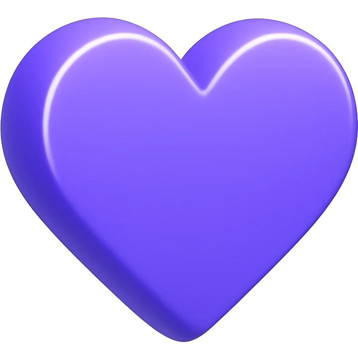 purple heart, 3D purple style, glossy, no text emoji