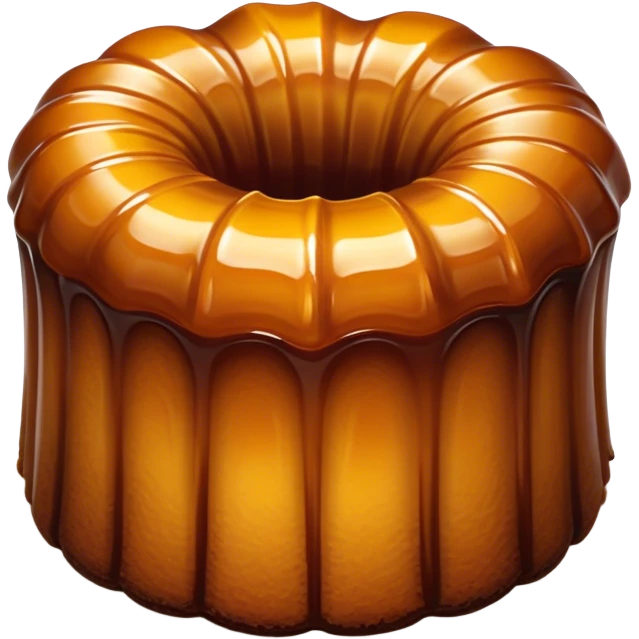 Cinematic rich cannelé, dark caramelized crust with a soft, custard-like interior, glossy finish, warm golden hues, elegant and indulgent. emoji