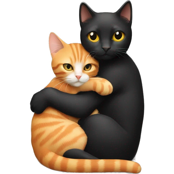Black cat hugging a ginger cat emoji