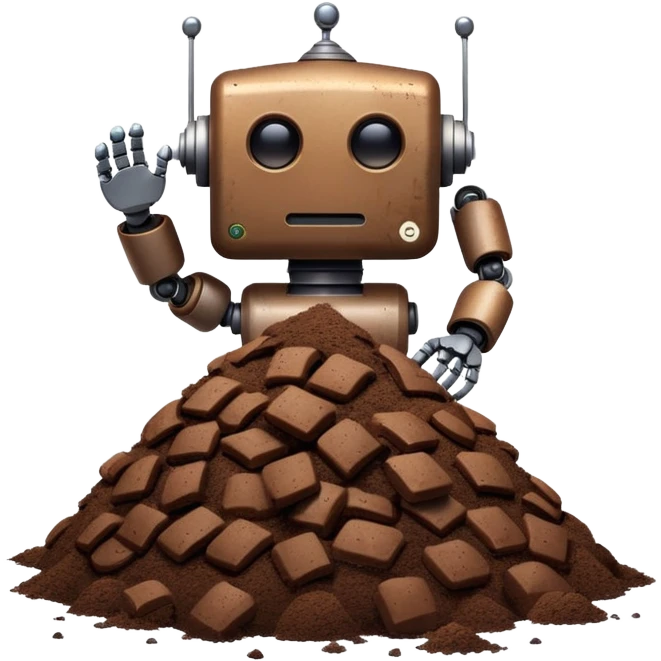 robot holding poop emoji