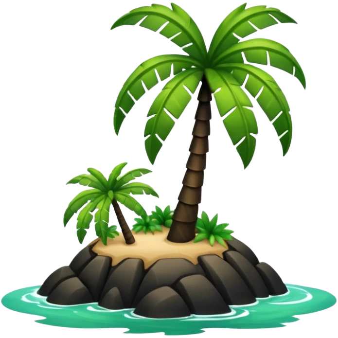 Palmera de color negro y isla negra emoji