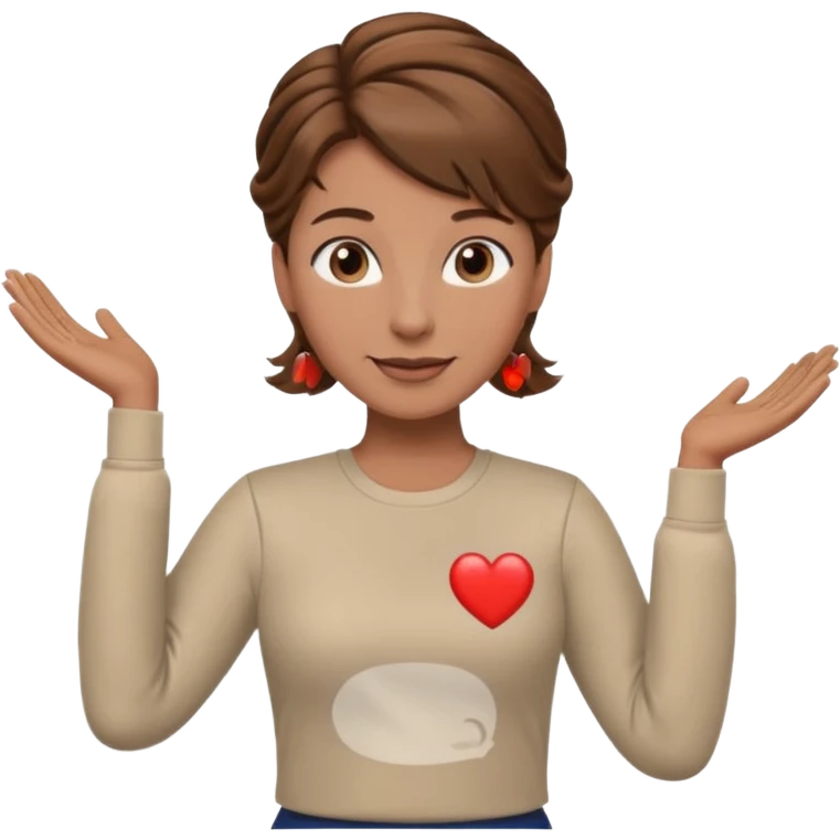 happy teacher standing up brown hair updo, CPR long sleeve top emoji