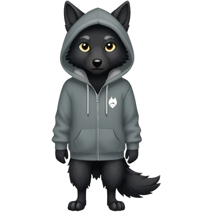 black wolf in a hoody with title “MAIR” emoji