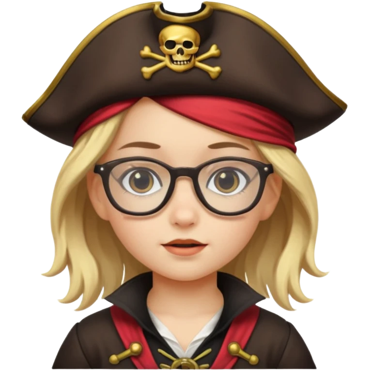 kid girl with pirate costume wearing glasses emoji