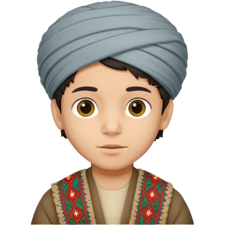 Creat a afghan boy with afghan pacol hat one the head emoji