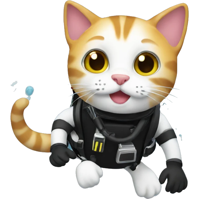cat scuba diving emoji