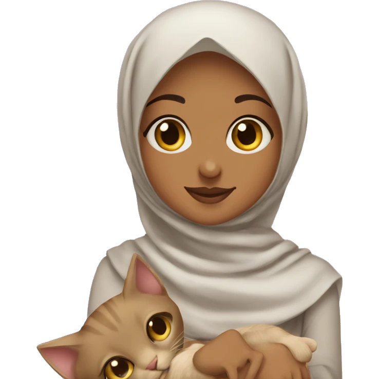 hijabi girl with a kitten  emoji