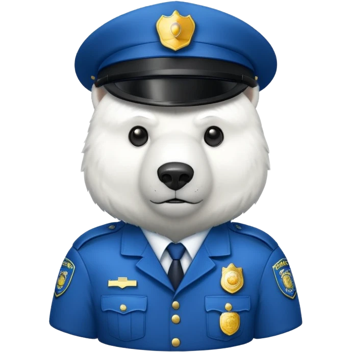 Make a humanoid polar bear dressed as a police emoji