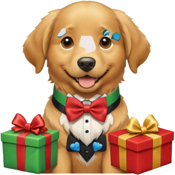 Father's day dog holding presents emoji