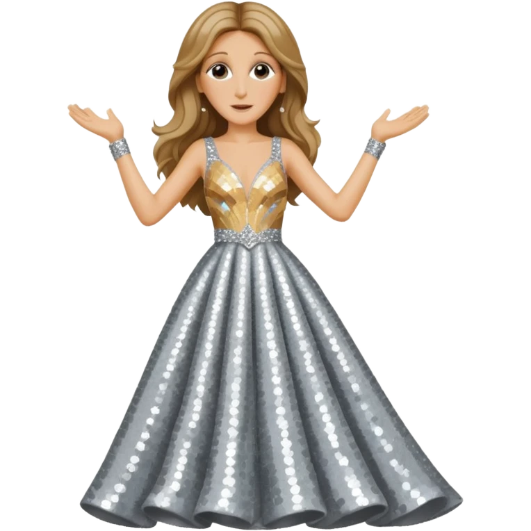 celin dion is singing with mirco and twinkle dresss emoji