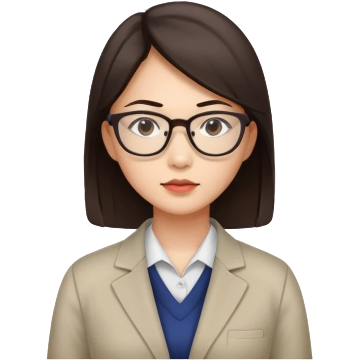 female asian quant trader, dark brown hair, with glasses emoji