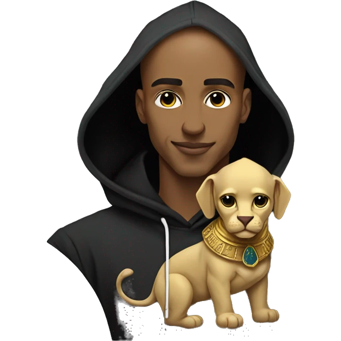 A bald head alpha phi alpha man with sphinx on hoodie emoji