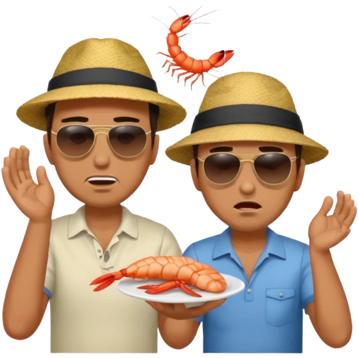 Make one of a man throwing shrimp at another guy angrily emoji