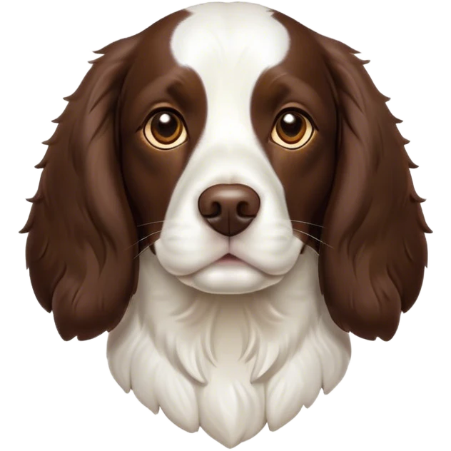 Cinematic Noble Springer Spaniel Portrait Emoji, Poised and regal, with a medium build and a glossy, well-groomed Fur of rich liver and white, deep-set soulful brown eyes, Simplified yet sharp and sophisticated features, highly detailed, glowing with a soft, dignified glow, high shine, intelligent and alert, stylized with an air of grace, focused and attentive, soft glowing outline, capturing the essence of a watchful and confident companion, so majestic it feels as though it could bound out of the screen with effortless authority! emoji