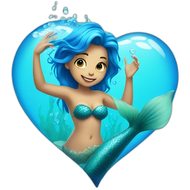 Blue heart with Mermaid emoji