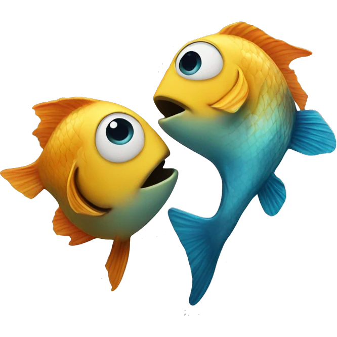 Two fish kiss each other  emoji