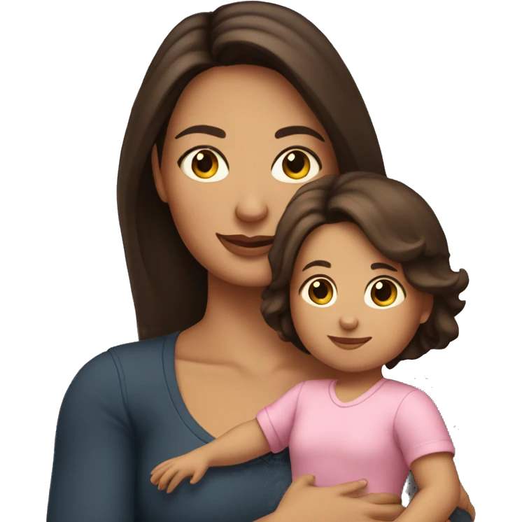 fair skinned brunette woman holding toddler emoji