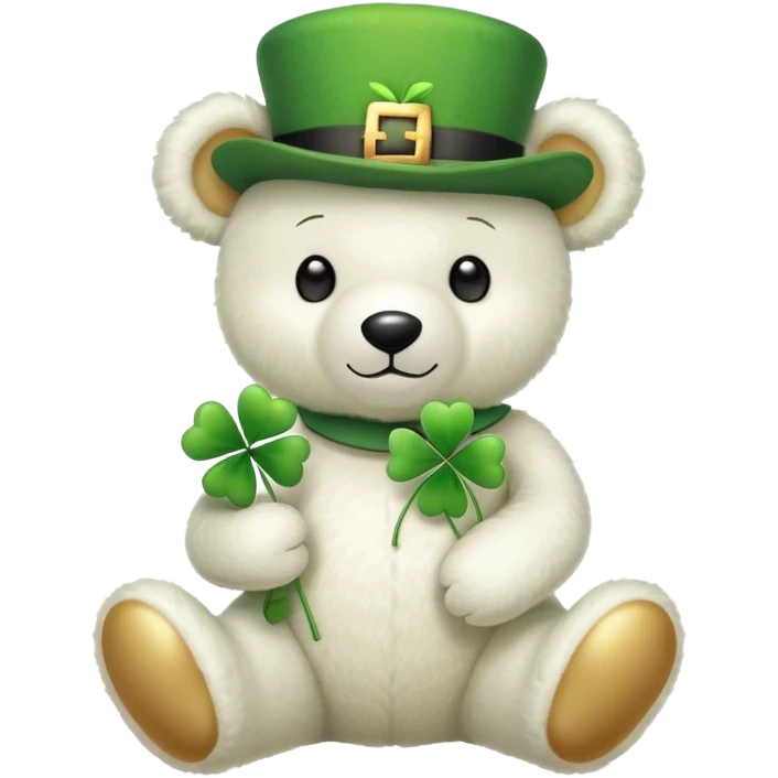 White St patricks day teddy bear emoji