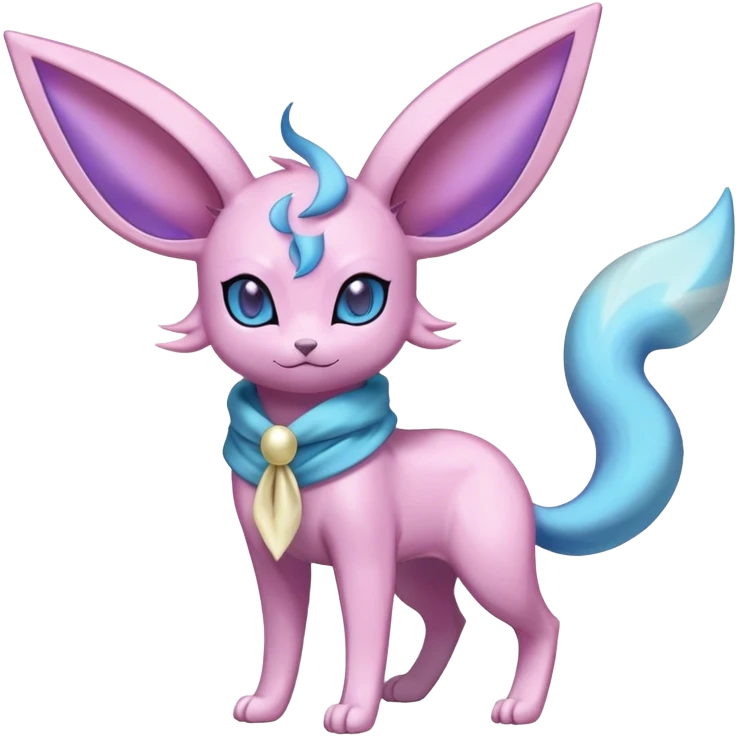 Shiny Cool Sparkly Cute Espeon-Glaceon-Sylveon-Fakemon-hybrid-fusion with a scarf full body emoji