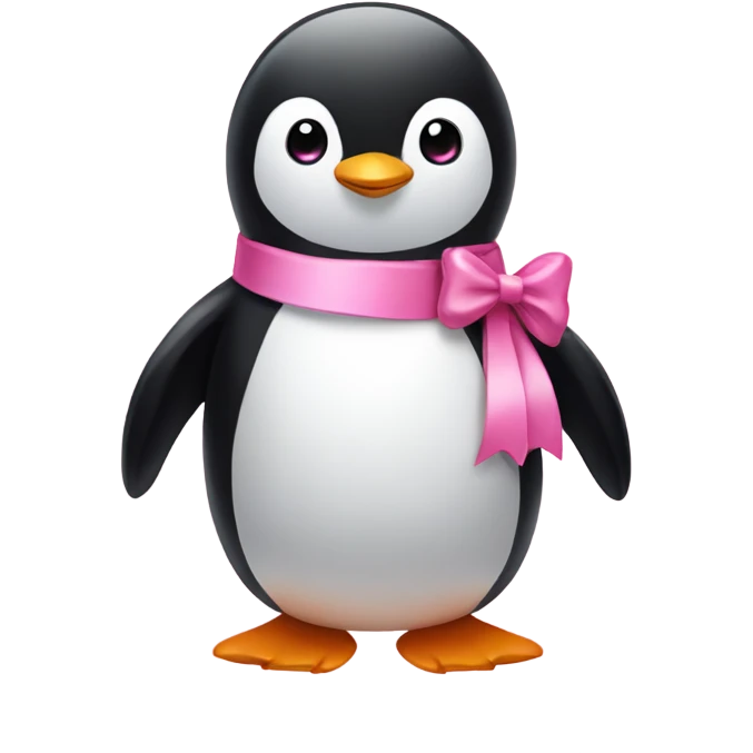 Penguin with pink bow emoji