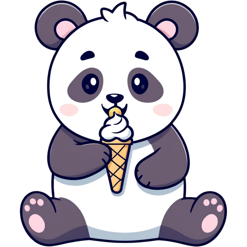 Panda eating ice cream emoji