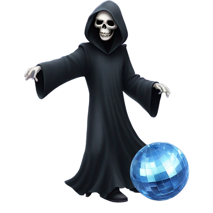 Grim reaper dancing to a disco ball emoji