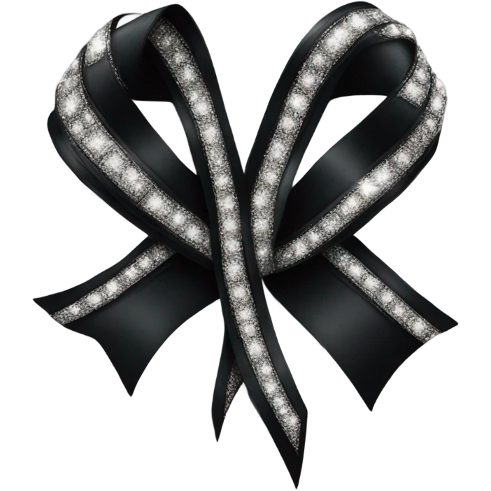 Black ribbon with sparkly diamonds on it emoji