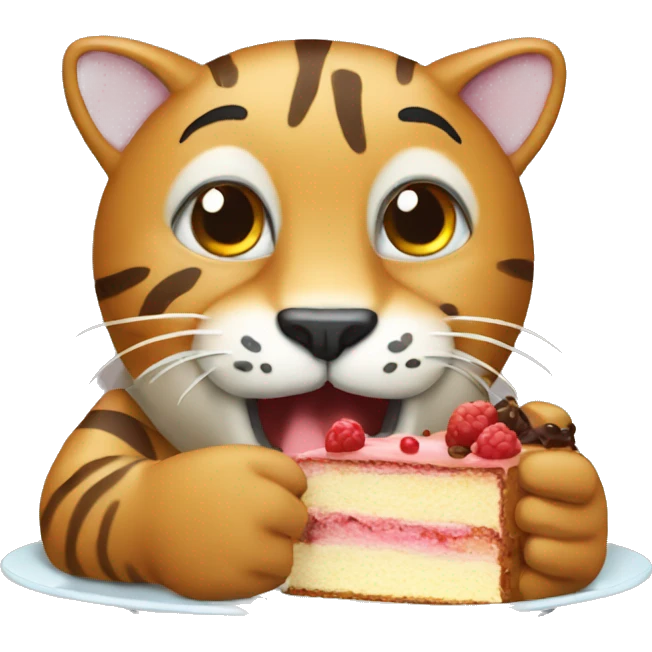 Big cat eating cake emoji