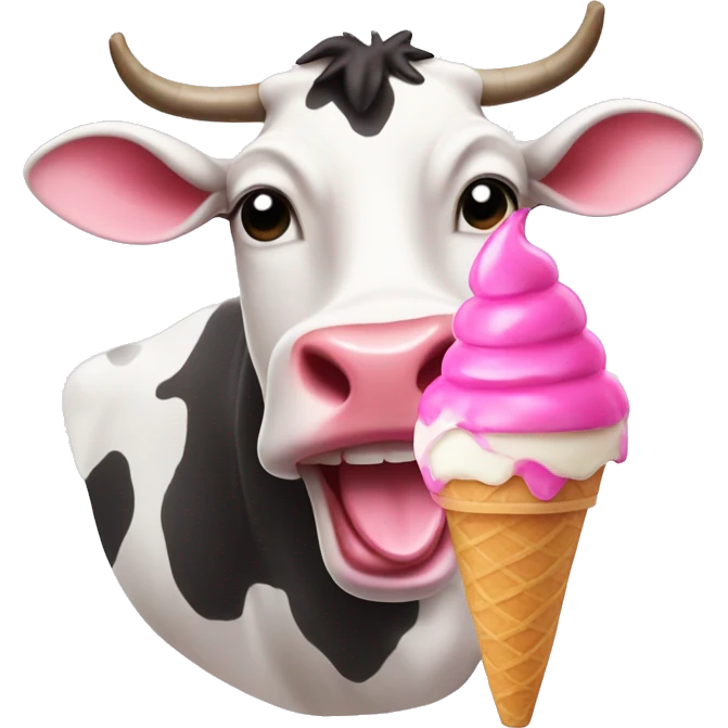 cow eating pink ice cream  emoji