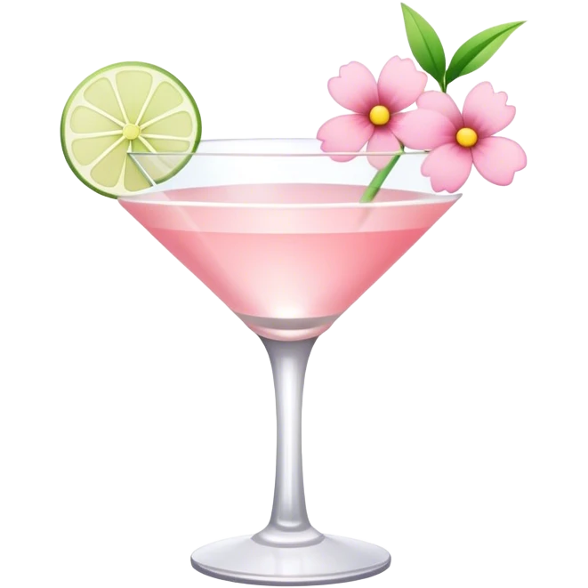 Light pink cocktail with flowers emoji