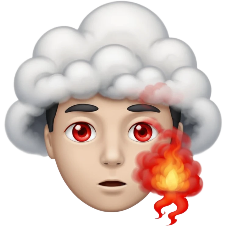 Person with red eyes exhaling smoke emoji