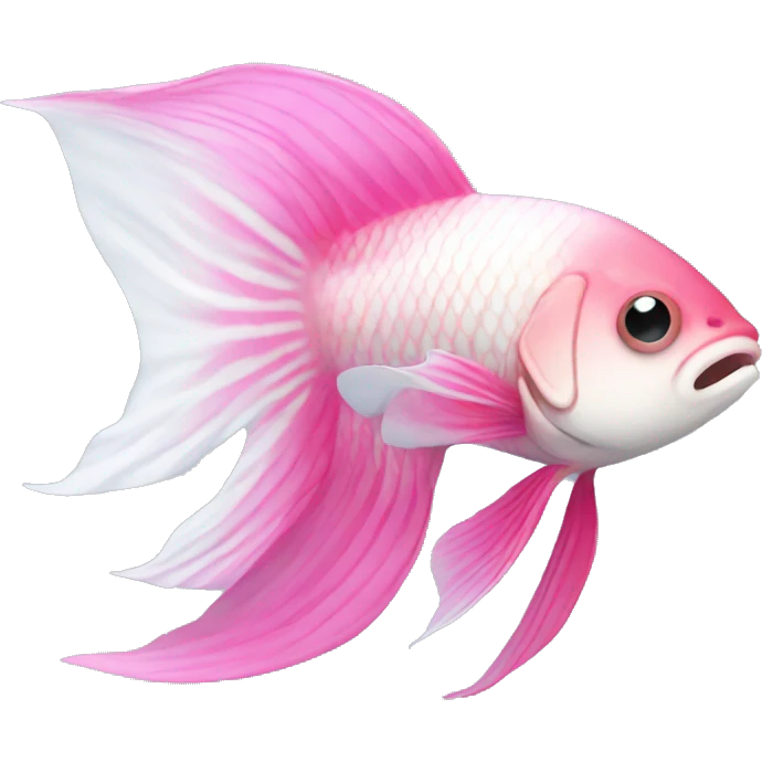 Pink and white beta fish emoji