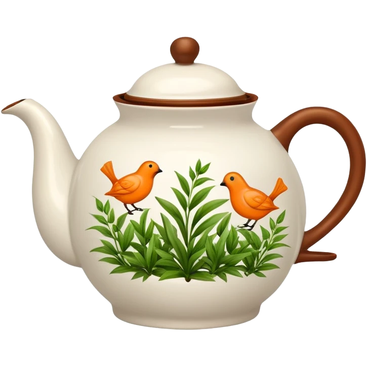 teapot with green herbs and orange tea inside  emoji