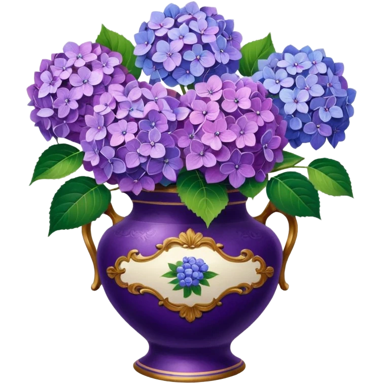 Hydrangeas in vintage vase emoji