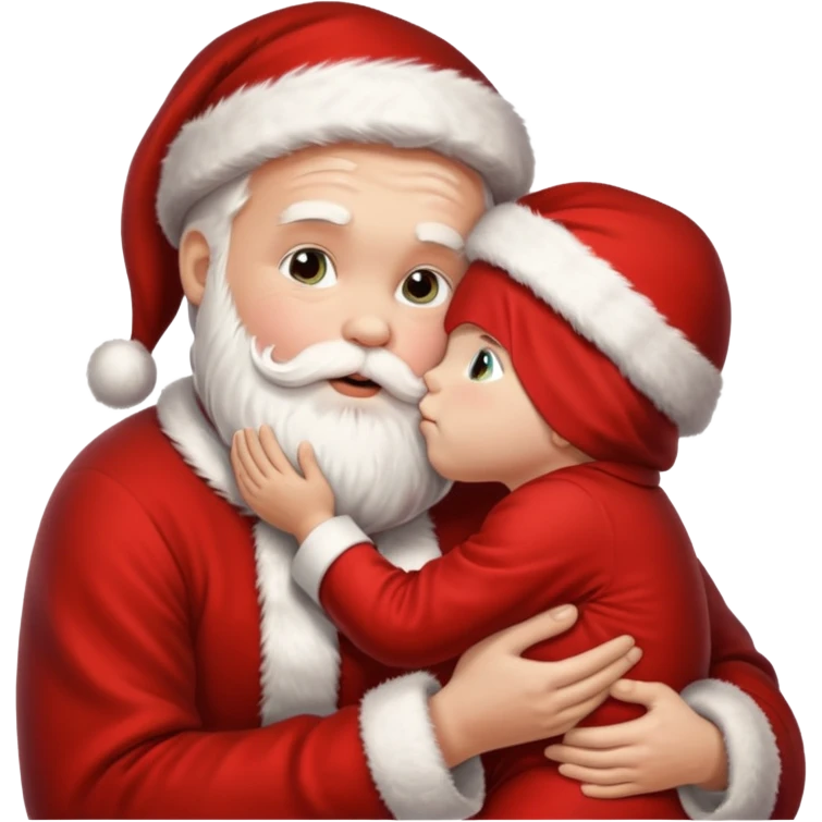 Santa Claus kissing kid emoji