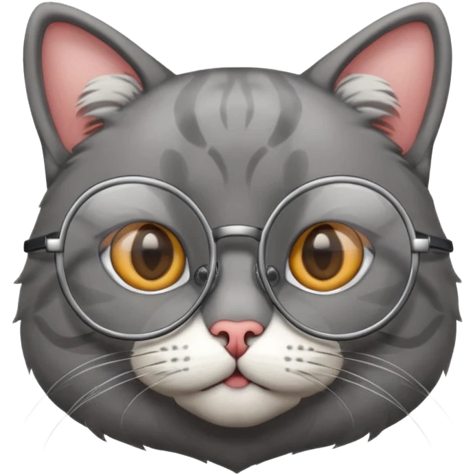 Cat with round glasses emoji