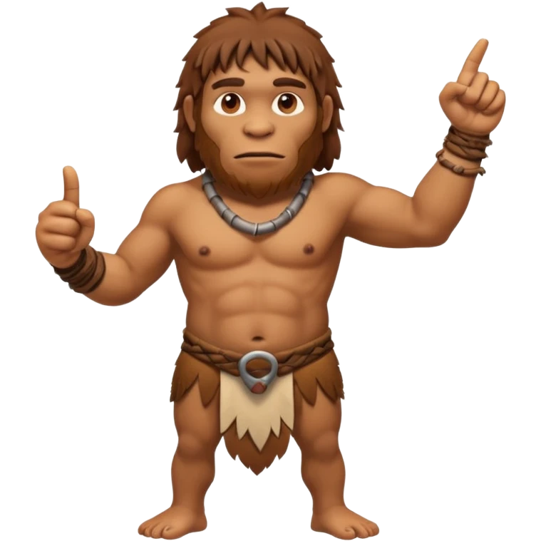 A full-bodied Neanderthal, dressed in a loincloth, points his thumb to the right
 emoji