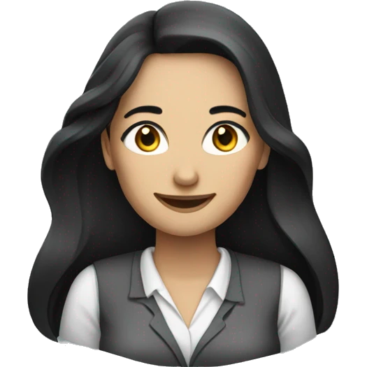 smiling office women with black long hair eyes and eyebrows emoji