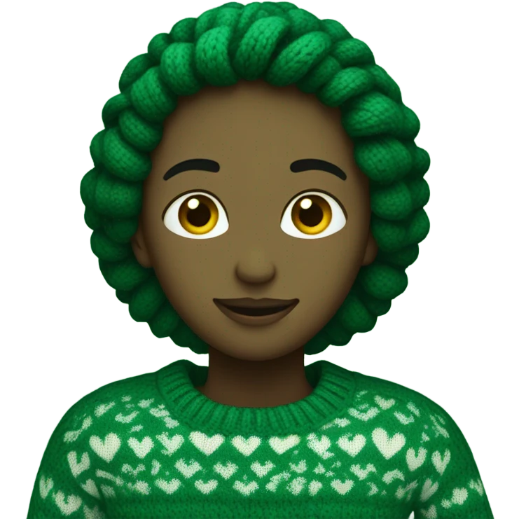 Dark green heart with sweater pattern emoji