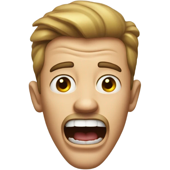a guy opening his mouth REALLY lound kinda like the weary emoji  emoji