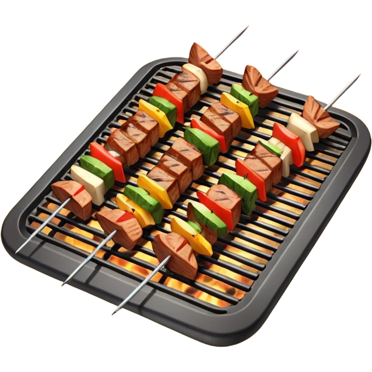 grilled shish kebab object icon, meat skewers with grill marks, 3D cartoon, mobile game icon style, clean background, no text, no watermark
 emoji